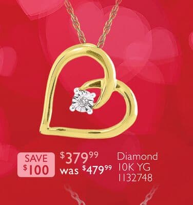 10KT Yellow Gold Diamond Heart Pendant