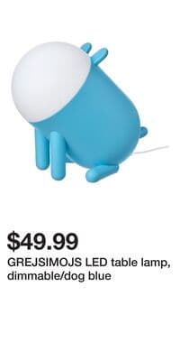 GREJSIMOJS LED table lamp, dimmable/dog blue