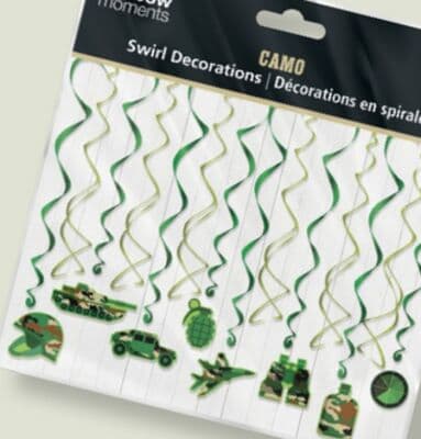 Camo Happy Birthday' Swirl Hanging Decorations, 14-pk