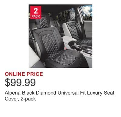 Alpena Black Diamond Universal Fit Luxury Seat Cover, 2-pack