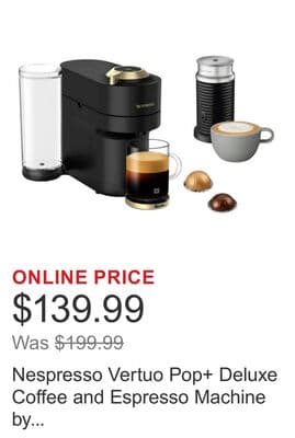 Nespresso Vertuo Pop+ Deluxe Coffee and Espresso Machine by Breville with Aeroccino with $25 Nespresso Coffee Credit, Matte Black and Gold
