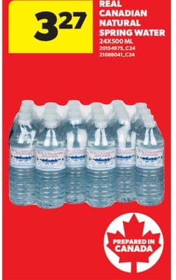 REAL CANADIAN NATURAL SPRING WATER, 24X500 ML