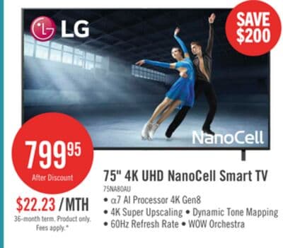 LG 75" NANO80 LED 4K UHD Smart webOS TV (75NANO80AUA.ACC) - 2025 Model