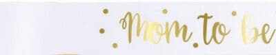 Mom to Be" Satin Wearble Sash, White/Gold, One Size, for Baby Shower