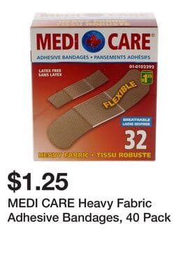 MEDI CARE Heavy Fabric Adhesive Bandages, 40 Pack