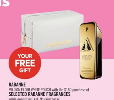 RABANNE MILLION ELIXIR WHITE POUCH with the $160 purchase of SELECTED RABANNE FRAGRANCES