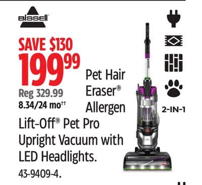 Bissell Pet Hair Eraser® Allergen Lift-Off® Pet Pro Upright Vacuum with LED Headlights