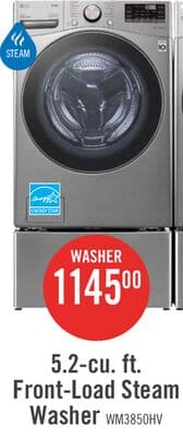 LG 5.2 Cu. Ft. Smart Front-Load High-Efficiency Steam Washer - Graphite Steel - Stackable - WM3850HVA