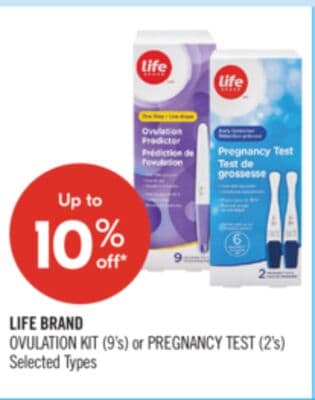LIFE BRAND OVULATION KIT (9's) or PREGNANCY TEST (2's)