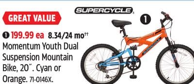 Supercycle Momentum Youth Dual Suspension Mountain Bike, 20˝