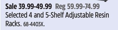 Mastercraft Selected 4 and 5-Shelf Adjustable Resin Racks