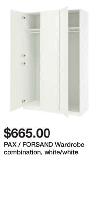 PAX / FORSAND Wardrobe combination, white/white