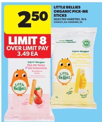 LITTLE BELLIES ORGANIC PICK-ME STICKS, 16 G