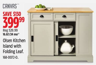 Olsen Kitchen Island with Folding Leaf