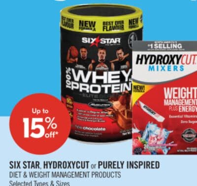 SIX STAR, HYDROXYCUT or PURELY INSPIRED DIET & WEIGHT MANAGEMENT PRODUCTS