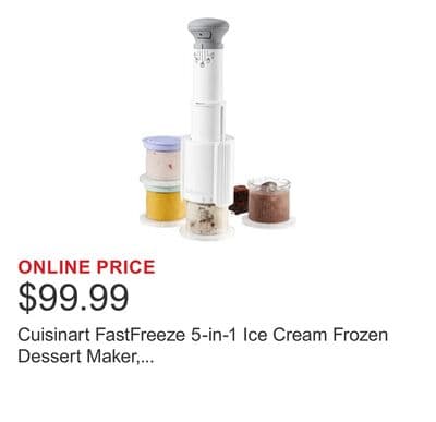 Cuisinart FastFreeze 5-in-1 Ice Cream Frozen Dessert Maker, Includes 4 Mixing Cups with Lids