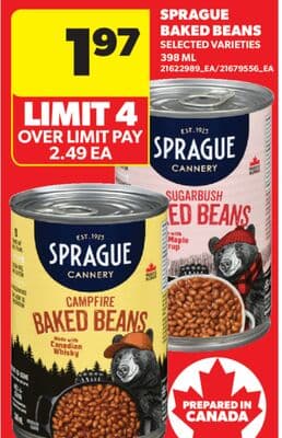 SPRAGUE BAKED BEANS, 398 ML