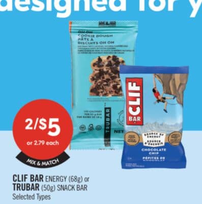 Clif Bar Energy (68g) Or Trubar (50g) Snack Bar