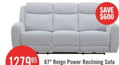 Reign 87" Fabric Power Reclining Sofa with USB Ports - Bronco Stone Grey