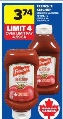 FRENCH'S KETCHUP, 750 ML 1 L