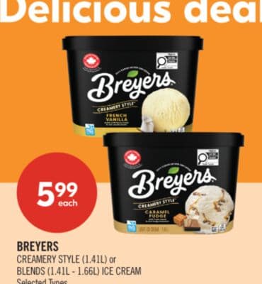 BREYERS CREAMERY STYLE (1.41L) or BLENDS (1.41L - 1.66L) ICE CREAM