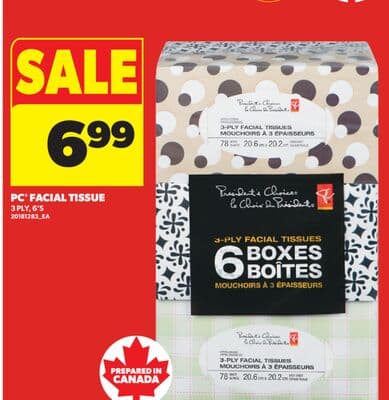 PC® FACIAL TISSUE, 3 PLY, 6'S