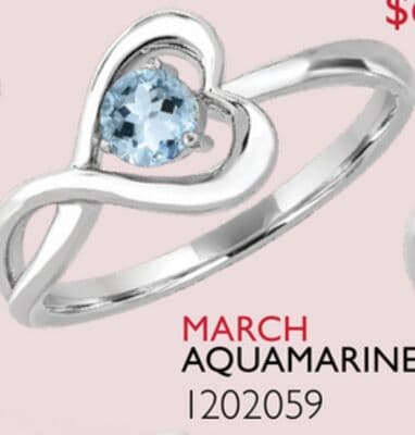 Sterling Silver Aquamarine Infinity Heart Ring
