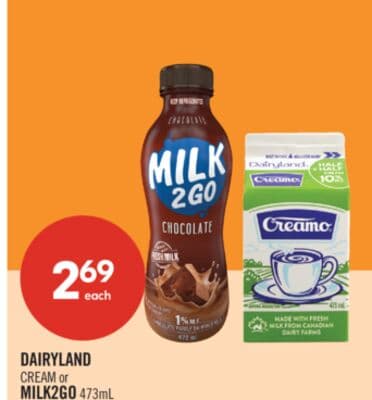 DAIRYLAND CREAM or MILK2GO 473mL