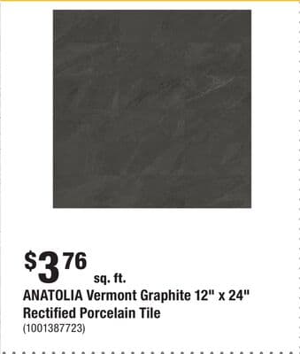 ANATOLIA Vermont Graphite 12" x 24" Rectified Porcelain Tile