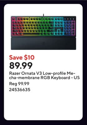 Razer Ornata V3 Low-profile Mecha-membrane RGB Keyboard - US