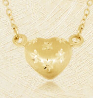 10K Yellow Gold 18" Heart Diamond Cut Necklace