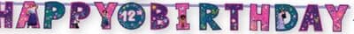 Disney Encanto "Happy Birthday" DIY Customizable Hanging Garland Banner Decoration, Purple/Pink, 10.5-ft, for Birthday Party