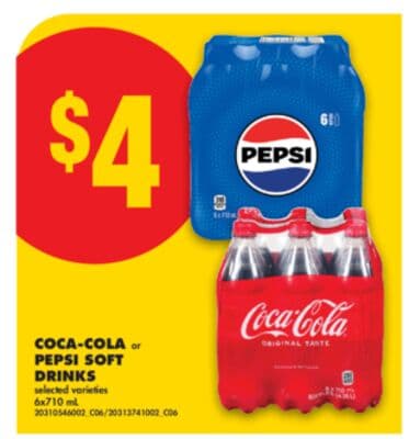 COCA-COLA OR PEPSI SOFT DRINKS, 6X710 ML