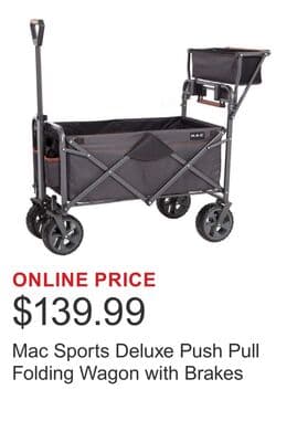 Mac Sports Deluxe Push Pull Folding Wagon with Brakes