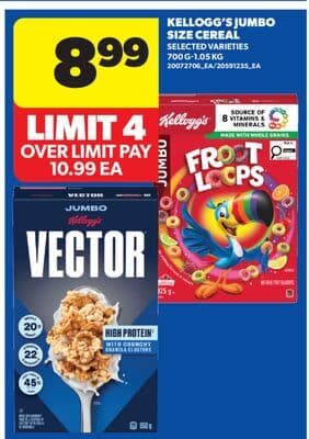 KELLOGG'S JUMBO SIZE CEREAL, 700 G - 1.05 KG