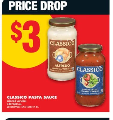 CLASSICO PASTA SAUCE, 410/600 mL
