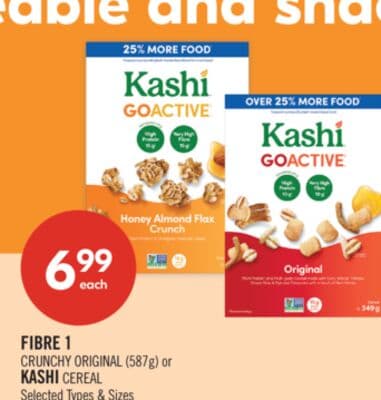FIBRE 1 Crunchy Original (587 g) or KASHI Cereal