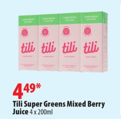 Tili Super Greens Mixed Berry Juice