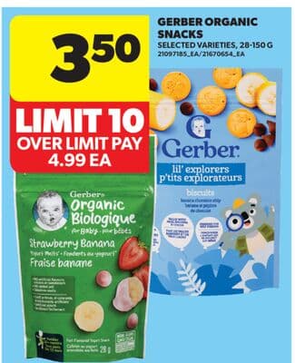 GERBER ORGANIC SNACKS, 28-150 G