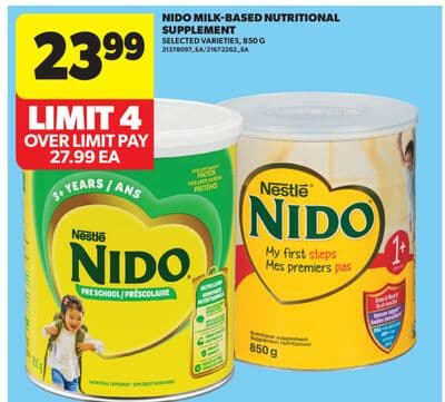 NIDO MILK-BASED NUTRITIONAL SUPPLEMENT, 850 G