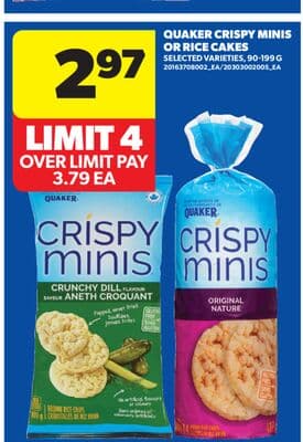 QUAKER CRISPY MINIS OR RICE CAKES