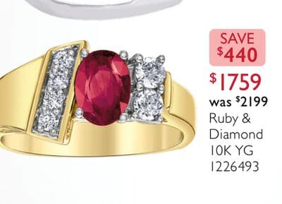 10K Yellow Gold Ruby & Diamond Ring