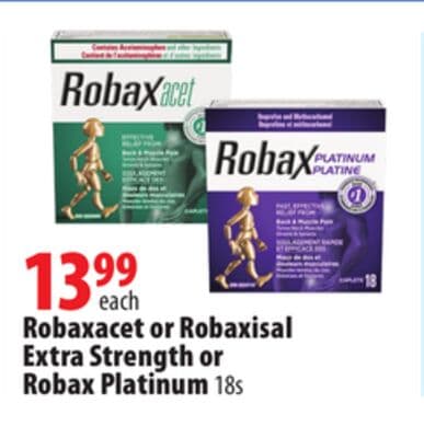 Robaxacet or Robaxisal Extra Strength or Robax Platinum 18s