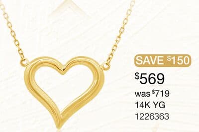 14K Yellow Gold 18" Heart Pendant