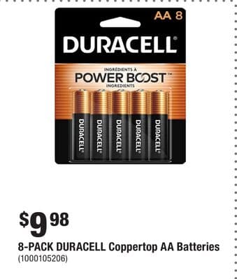 8-PACK DURACELL Coppertop AA Batteries