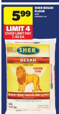 SHER BESAN FLOUR, 4 LB