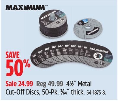 MAXIMUM 41⁄2˝ Metal Cut-Off Discs,
