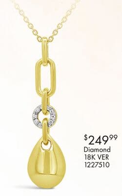 Diamond Paperclip Pendant in 18K Yellow Gold Vermeil