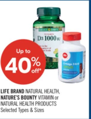 LIFE BRAND NATURAL HEALTH NATURE'S BOUNTY VITAMIN or NATURAL HEALTH PRODUCTS