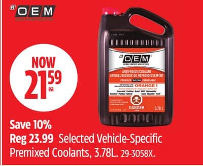 Selected Vehicle-Specific Premixed Coolants, 3.78L.